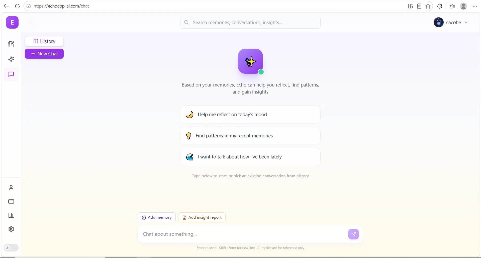 Echo chat with your past memories